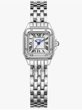 Luxurious Silver Tone Square Dial Bracelet Watch | Roman Numerals | Quartz